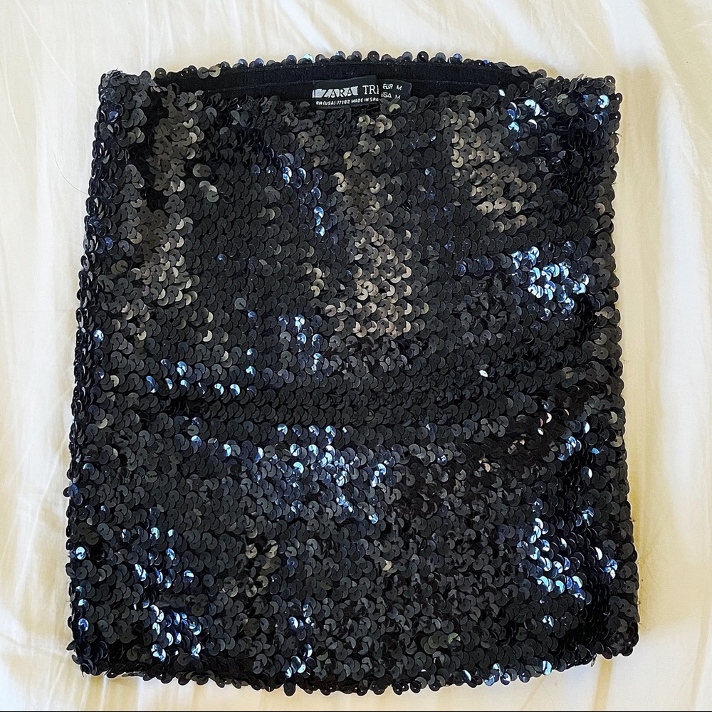 Vintage Y2K Zara Sequin Tube Top Size S Black